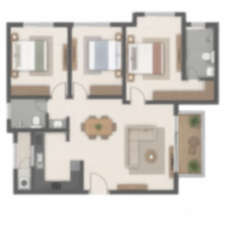 Aparna Shettigere 3 BHK indicative floor plan